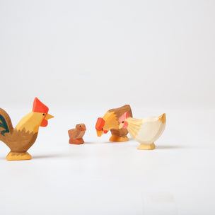 Ostheimer Dark Chick With Rooster & Hens | Farmyard Animal | Conscious Craft