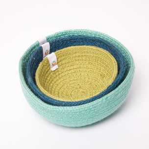 ReSpiin Jute Mini Bowl Set | Ocean | © Conscious Craft