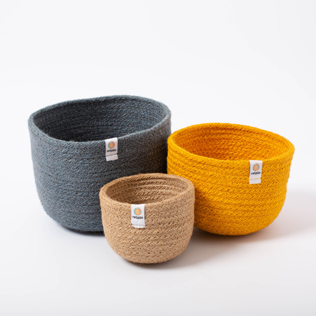 ReSpiin Tall Jute Basket Set Beach Conscious Craft